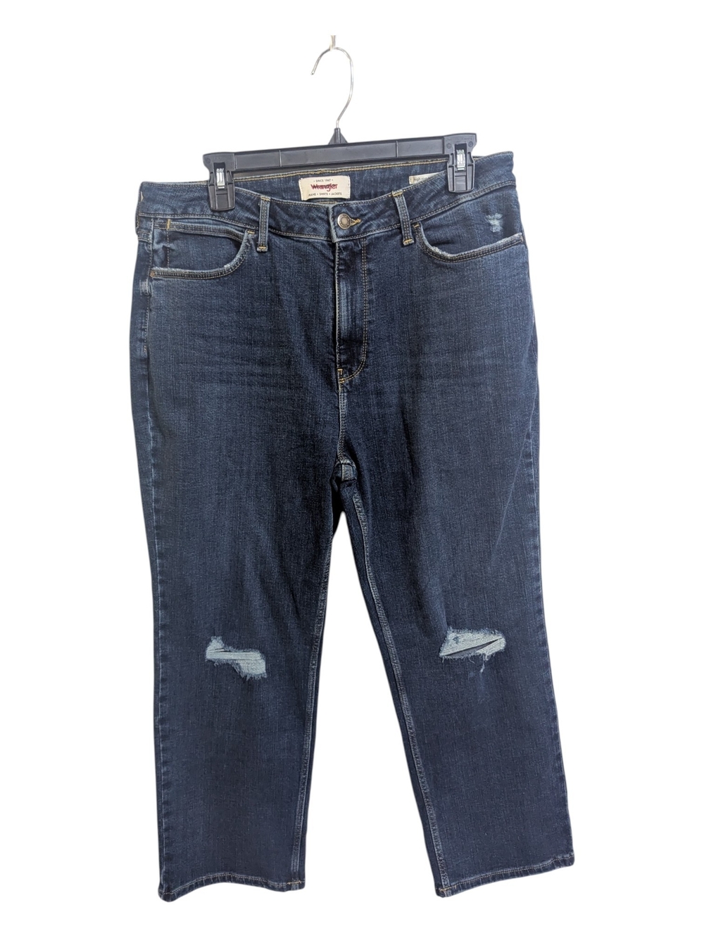 NEW Wrangler Denim Jeans 14 Vintage Blue Distressed Straight Leg W-551
